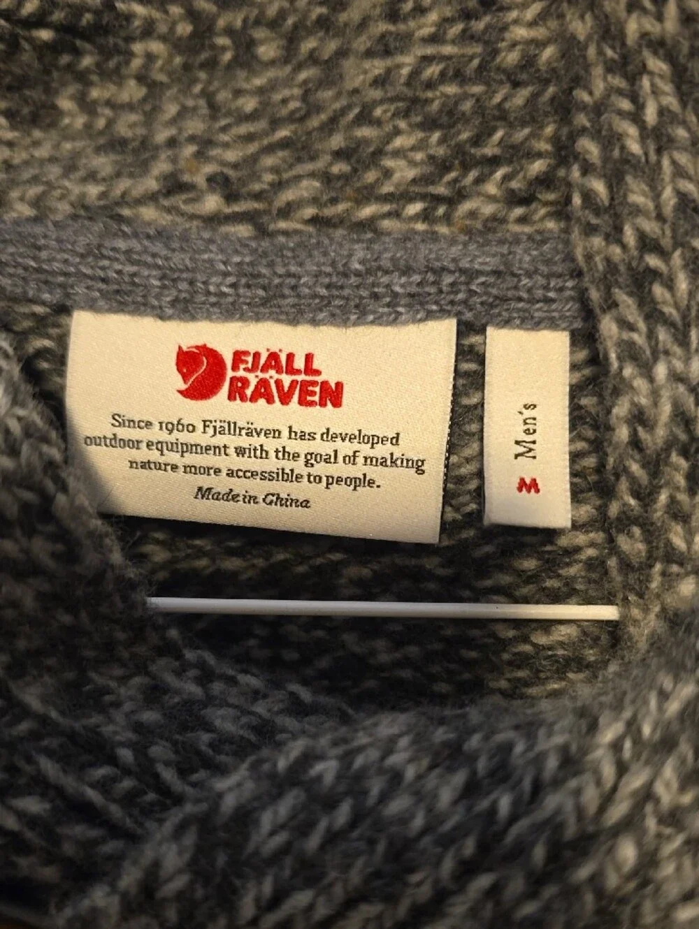 Fjäll Räven Gray Wool Marled Knit Button Collar Sweater